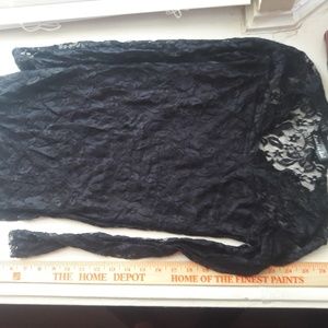 Long sleeve lace shirt see through on top